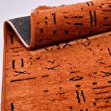 Çam Halı Crea Decolux Vena 8010 Kiremit Özel Kaymaz Tabanlı Pamuk Dokuma Kilim