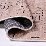 Çam Halı Crea Decolux Vena 8011 Bej Özel Kaymaz Tabanlı Pamuk Dokuma Kilim