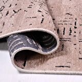 Çam Halı Crea Decolux Vena 8011 Bej Özel Kaymaz Tabanlı Pamuk Dokuma Kilim