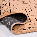 Çam Halı Crea Decolux Vena 8013 Hardal Özel Kaymaz Tabanlı Pamuk Dokuma Kilim