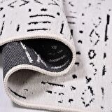 Çam Halı Crea Decolux Vena 8018 Beyaz Özel Kaymaz Tabanlı Pamuk Dokuma Kilim