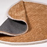 Çam Halı Crea Decolux Azade 8203 Hardal Daire Özel Kaymaz Tabanlı Pamuk Dokuma Kilim