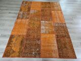 Çam Halı PW725 Turuncu El Dokuma Patchwork Yün Halı