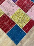 Çam Halı PW726 Multi El Dokuma Patchwork Yün Halı