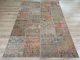 Çam Halı PW13296 Gül Kurusu El Dokuma Patchwork Yün Halı