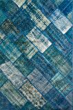 Çam Halı PW729 Turkuaz El Dokuma Patchwork Yün Halı