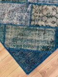 Çam Halı PW729 Turkuaz El Dokuma Patchwork Yün Halı