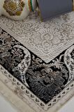 Çam Halı Miras 6805 Gri Siyah Enti Halı Klasik Eskitme Desenli Makine Halısı