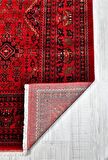 Çam Halı Bambos Plus 902 Kırmızı Yün ve Bambu ile Özel Tezgahlarda Üretilen Afgan Halısı Desenli El Emeği Modern Uşak Halısı