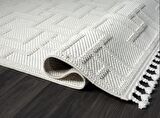 Çam Halı Solo EF002A Beyaz İskandinav Tarzı Modern Desen Halı