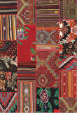 Çam Halı Siesta Vintage 32-159 Etnik Eskitme Patchwork Desenli Dokuma Tabanlı Yıkanabilir Şönil Salon ve Oda Halısı