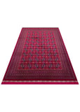 SATEEN AFGHAN SFG 02 RED Afgan Desenlerine Sahip Hav Vermeyen Özel İplerle Dokunan Yıkanabilir ve Özel Kaymaz Tabanlı Sık Dokuma Makine Halısı