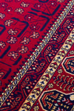 SATEEN AFGHAN SFG 03 RED Afgan Desenlerine Sahip Hav Vermeyen Özel İplerle Dokunan Yıkanabilir ve Özel Kaymaz Tabanlı Sık Dokuma Makine Halısı