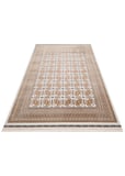 SATEEN AFGHAN SFG 02 BEİGE Afgan Desenlerine Sahip Hav Vermeyen Özel İplerle Dokunan Yıkanabilir ve Özel Kaymaz Tabanlı Sık Dokuma Makine Halısı