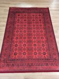 Çam Halı Gloria TD410 Bordo Afgan Desen Dokuma Saçaklı Kilim