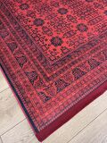 Çam Halı Gloria TD410 Bordo Afgan Desen Dokuma Saçaklı Kilim