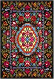 Çam Halı Gloria TD726 Siyah Karabağ Desen Dokuma Saçaklı Kilim