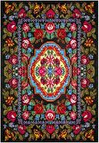 Çam Halı Gloria TD726 Siyah Karabağ Desen Dokuma Saçaklı Kilim