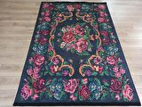 Çam Halı Gloria TD732 Siyah Karabağ Desen Dokuma Saçaklı Kilim