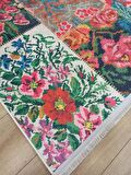 Çam Halı Gloria TD76602 Multi Karabağ Patchwork Desen Dokuma Saçaklı Kilim