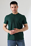 Erkek Fitilli Slim Fit Bisiklet Yaka Düz Renk T-Shirt 