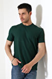 Erkek Fitilli Slim Fit Bisiklet Yaka Düz Renk T-Shirt 