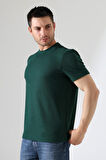 Erkek Fitilli Slim Fit Bisiklet Yaka Düz Renk T-Shirt 