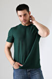 Erkek Fitilli Slim Fit Bisiklet Yaka Düz Renk T-Shirt 