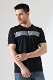 Erkek İki Renk Parçalı Bisiklet Yaka T-Shirt - Pamuklu Tişört