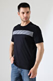 Erkek İki Renk Parçalı Bisiklet Yaka T-Shirt - Pamuklu Tişört