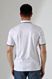 Erkek Yakası Çıt Çıt ve Fermuar Detaylı, Desenli Polo Yaka T-shirt