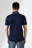 Erkek Yakası Çıt Çıt ve Fermuar Detaylı, Desenli Polo Yaka T-shirt