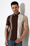 Erkek Çizgili Şerit Detaylı Pamuklu Polo Yaka T-shirt