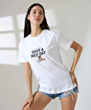 Kadın Ön Ve arka Ayıcık baskılı Bisiklet Yaka t-shirt