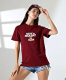 Kadın Ön Ve arka Ayıcık baskılı Bisiklet Yaka t-shirt