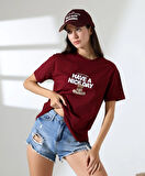 Kadın Ön Ve arka Ayıcık baskılı Bisiklet Yaka t-shirt