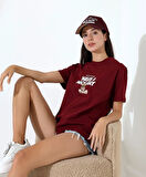 Kadın Ön Ve arka Ayıcık baskılı Bisiklet Yaka t-shirt