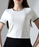 Kol Yaka El işi Çoban Dikiş detaylı Kadın Bluz T-shirt