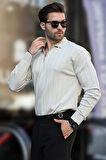 Erkek Slim Fit Polo Yaka Fermuarlı Fitilli Triko Kazak - 4001