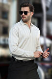 Erkek Slim Fit Polo Yaka Fermuarlı Fitilli Triko Kazak - 4001