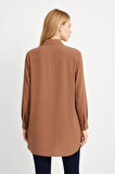 Kadın Büyük Beden Düğme Detaylı Jesica Kumaş Katlama Kol Gömlek Yaka Tunik