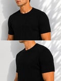 Erkek Bisiklet Yaka Kısa Kollu Esnek Örme Triko T-Shirt 26091