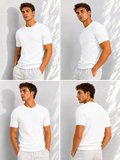 Erkek Bisiklet Yaka Kısa Kollu Esnek Örme Triko T-Shirt 26091