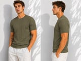 Erkek Bisiklet Yaka Kısa Kollu Esnek Örme Triko T-Shirt 26091