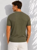 Erkek Bisiklet Yaka Kısa Kollu Esnek Örme Triko T-Shirt 26091