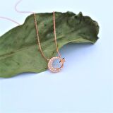 Pırlanta Montür Tasarım Rose Ayyıldız Gümüş Kolye Ve Bileklik İkili Set