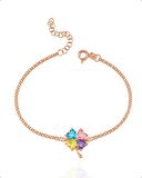 Pırlanta Montür Tasarım Rose Yonca Kolye Ve Bileklik Gümüş İkili Set