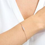 Pırlanta Montür Tasarım Işıltılı Salkım Rose Gümüş Bileklik