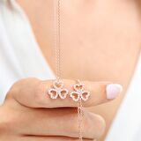 Pırlanta Montür Tasarım Rose Gold Üçlü Kalp Gümüş Bileklik