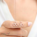PIRLANTA MONTÜR TASARIM ÜÇLÜ KALP ROSE GOLD GÜMÜŞ KOLYE